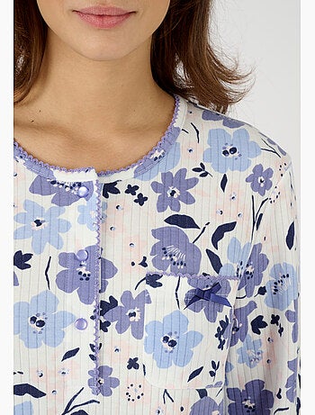 Chemise de nuit maille côtelée, intérieur légèrement gratté - Damart
