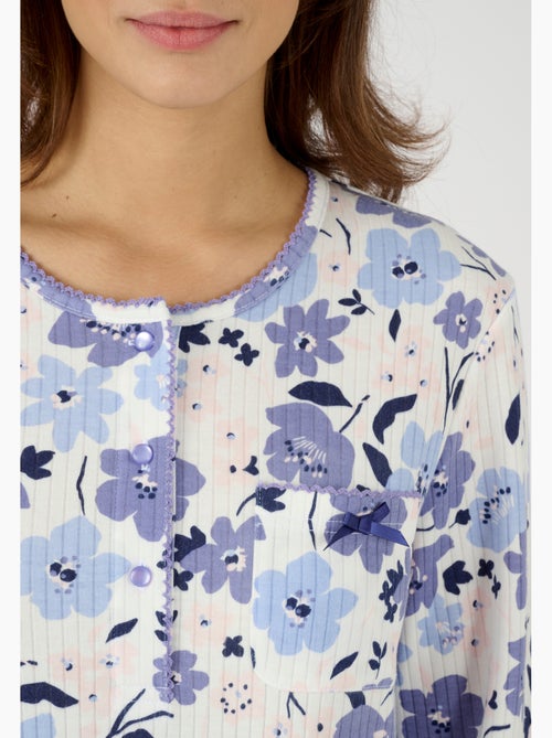 Chemise de nuit maille côtelée, intérieur légèrement gratté - Damart - Kiabi