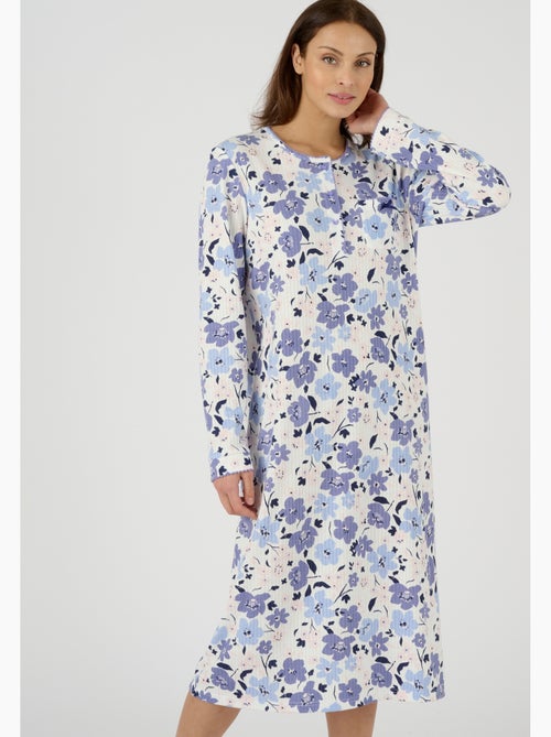 Chemise de nuit maille côtelée, intérieur légèrement gratté - Damart - Kiabi