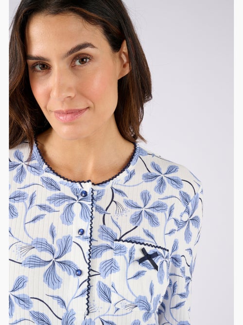 Chemise de nuit maille côtelée, intérieur légèrement gratté - Damart - Kiabi