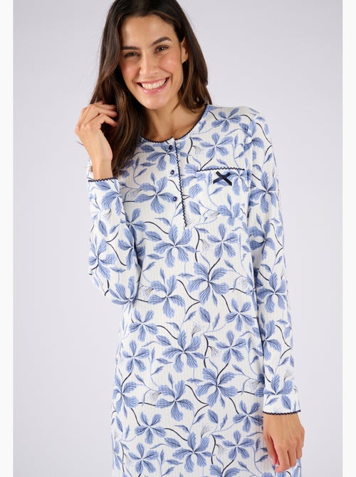 Chemise de nuit maille côtelée, intérieur légèrement gratté - Damart - Kiabi