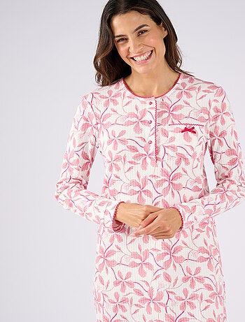 Chemise de nuit maille côtelée, intérieur légèrement gratté - Damart