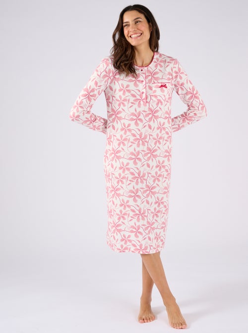 Chemise de nuit maille côtelée, intérieur légèrement gratté - Damart - Kiabi