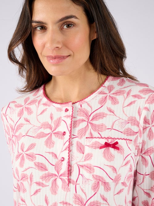 Chemise de nuit maille côtelée, intérieur légèrement gratté - Damart - Kiabi