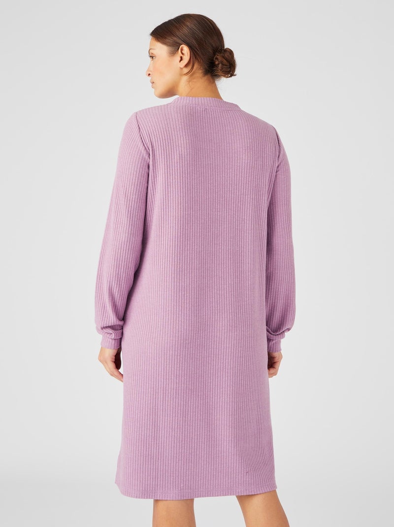 Chemise de nuit maille côtelée Thermolactyl - Damart Rose parme - Kiabi