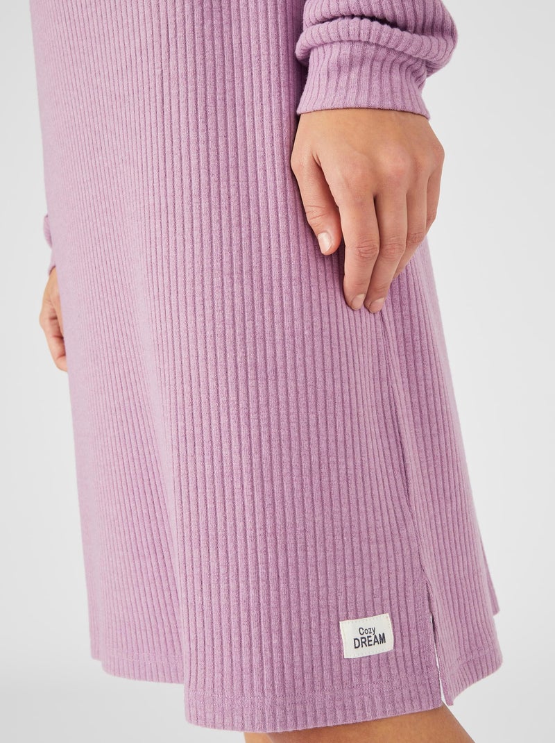 Chemise de nuit maille côtelée Thermolactyl - Damart Rose parme - Kiabi