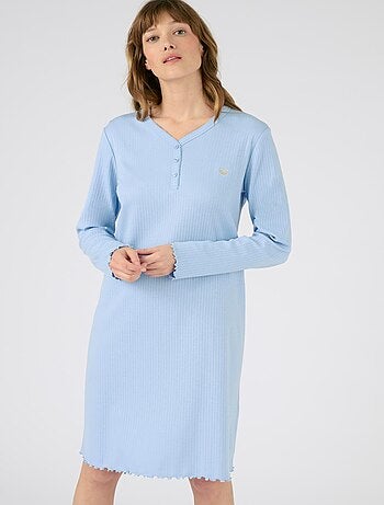 Chemise de nuit maille interlock côtelée douce et souple - Damart