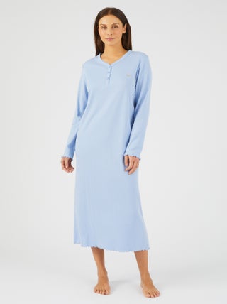 Chemise de nuit maille interlock côtelée douce et souple - Damart