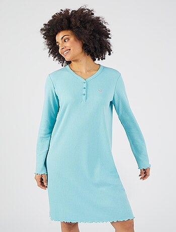 Chemise de nuit maille interlock côtelée douce et souple - Damart