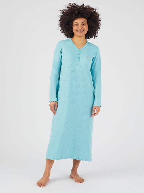 Chemise de nuit maille interlock côtelée douce et souple - Damart - Kiabi