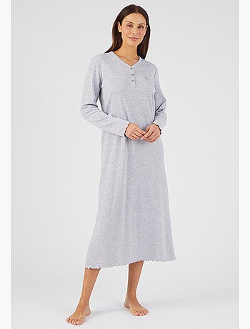 Chemise de nuit maille interlock côtelée douce et souple - Damart