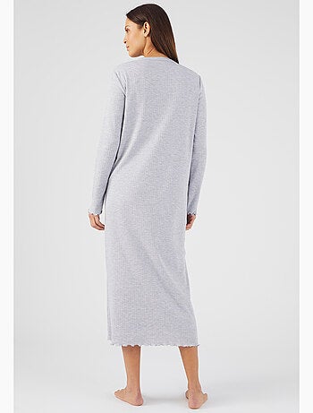 Chemise de nuit maille interlock côtelée douce et souple - Damart