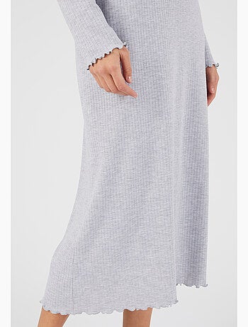 Chemise de nuit maille interlock côtelée douce et souple - Damart