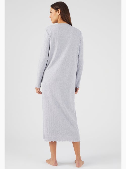 Chemise de nuit maille interlock côtelée douce et souple - Damart - Kiabi