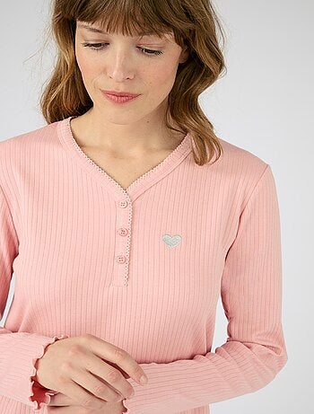 Chemise de nuit maille interlock côtelée douce et souple - Damart