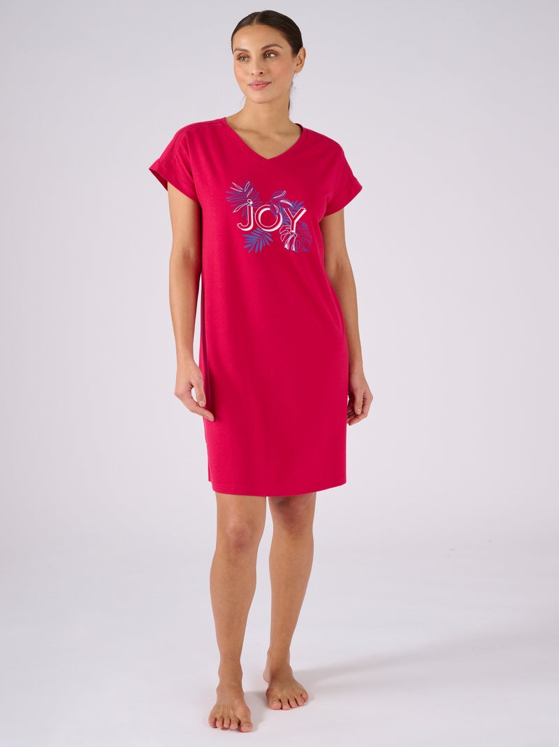 Chemise de nuit maille jersey Climatyl - Damart Rouge cerise - Kiabi