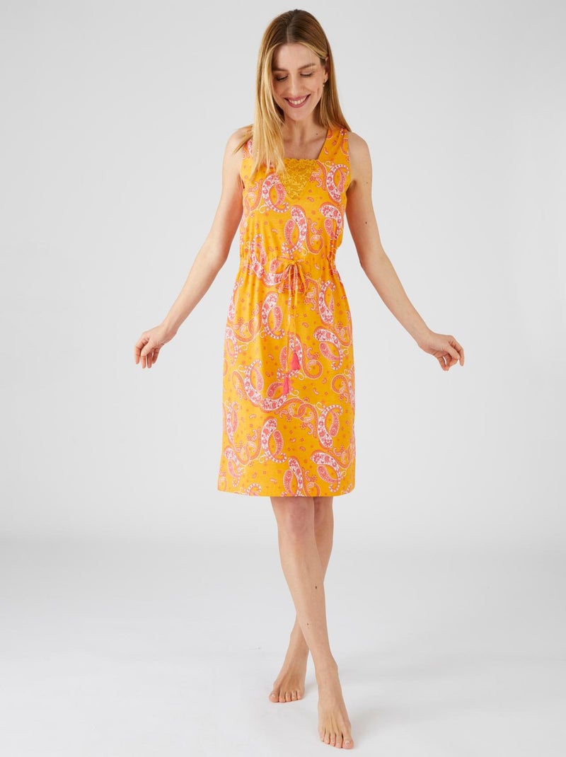 Chemise de nuit maille jersey coton peigné - Damart Jaune - Kiabi