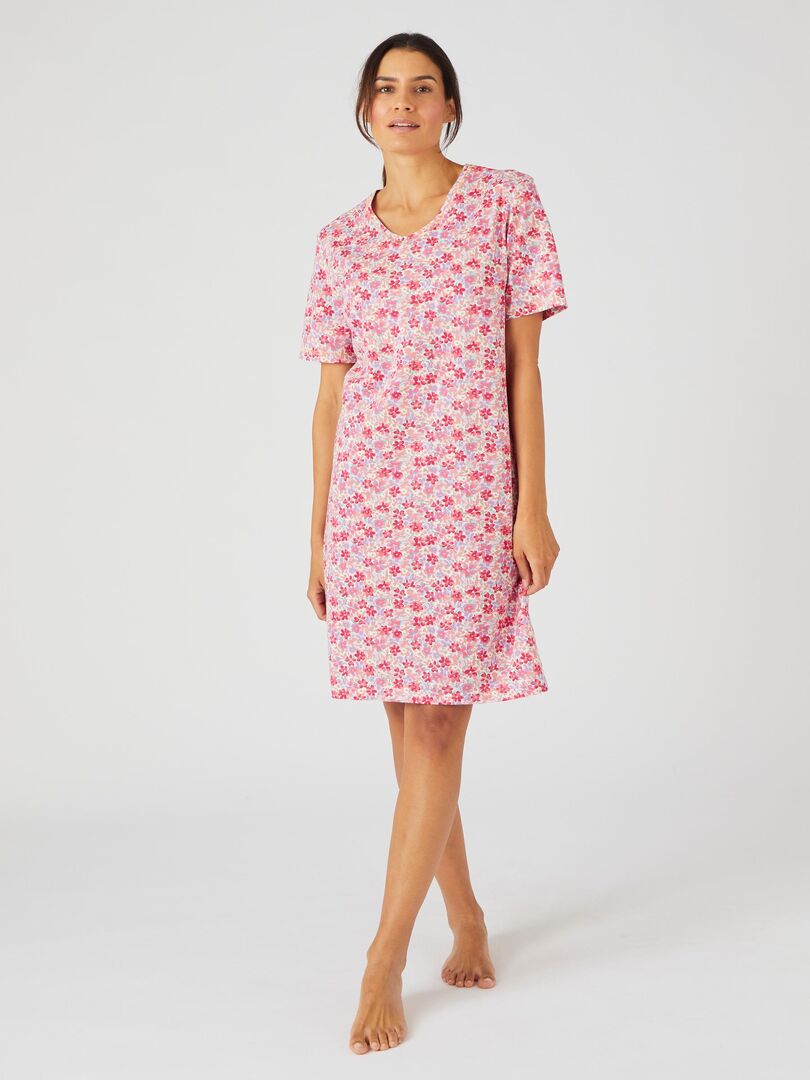 Chemise de nuit maille jersey coton peign?� - Damart - Rouge - Kiabi - 19.99�?�