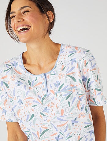 Chemise de nuit maille jersey graphique pur coton peigné - Damart