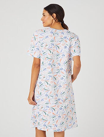 Chemise de nuit maille jersey graphique pur coton peigné - Damart