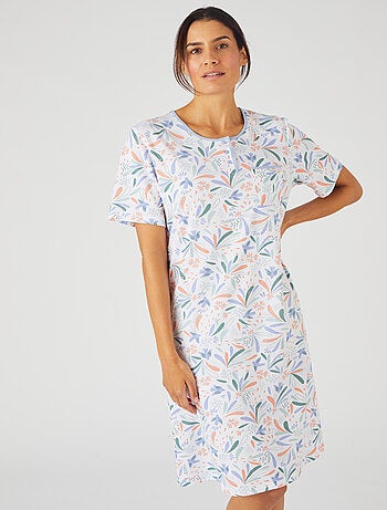 Chemise de nuit maille jersey graphique pur coton peigné - Damart