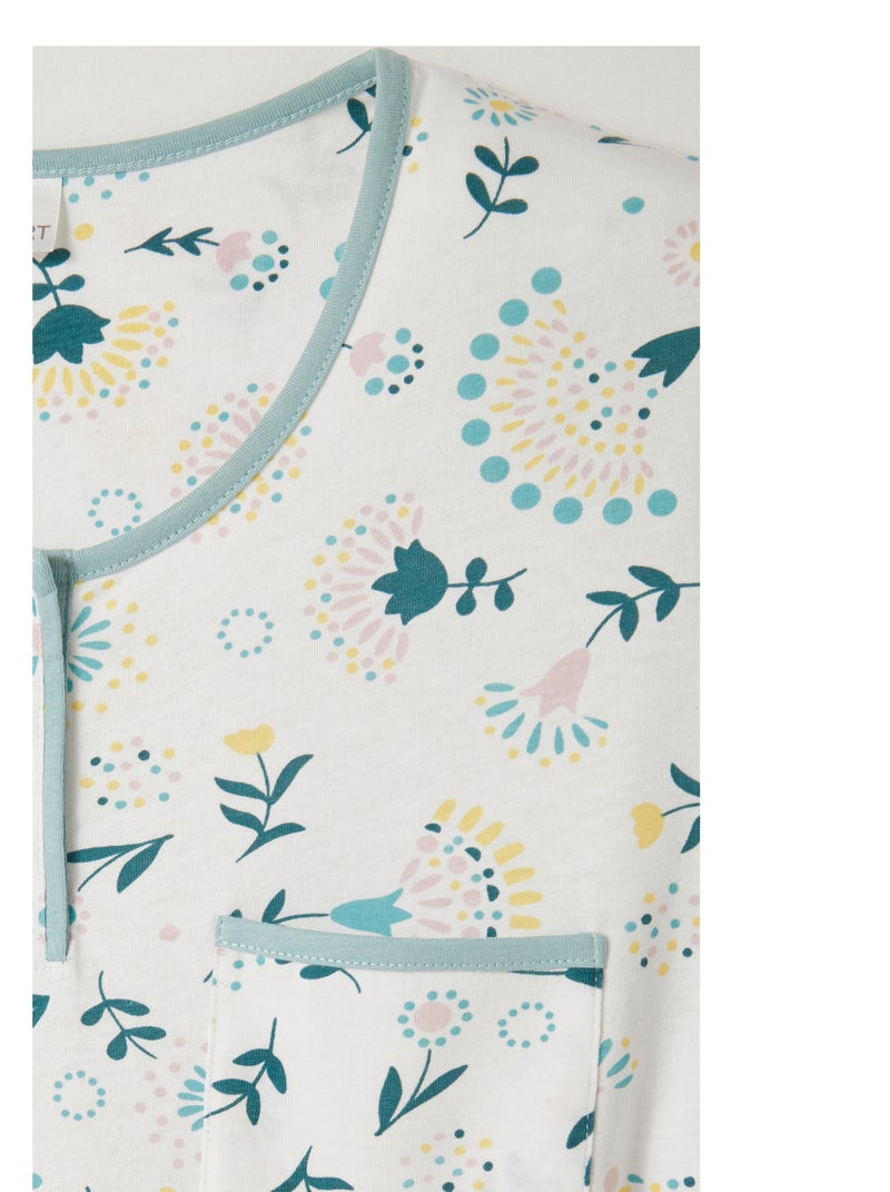 Chemise de nuit maille jersey graphique pur coton peigné - Damart Bleu - Kiabi