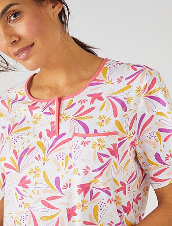 Chemise de nuit maille jersey graphique pur coton peigné - Damart