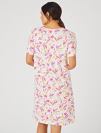 Chemise de nuit maille jersey graphique pur coton peigné - Damart