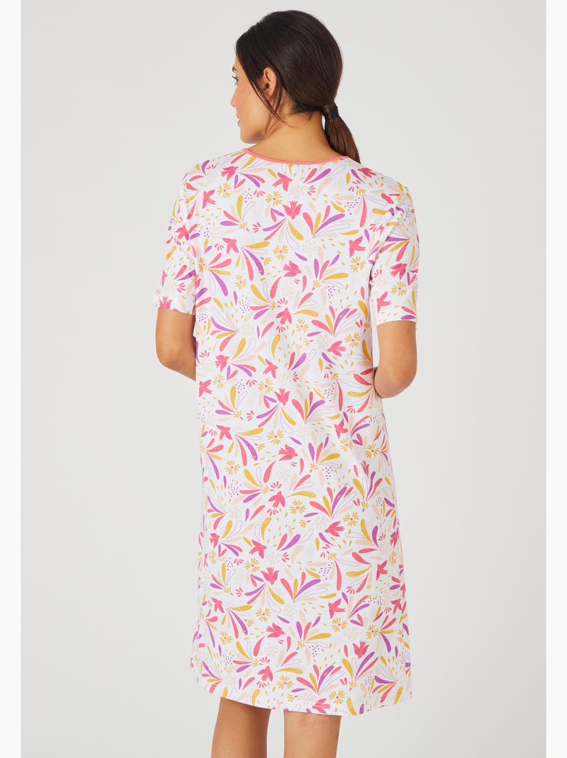 Chemise de nuit maille jersey graphique pur coton peigné - Damart Rouge - Kiabi