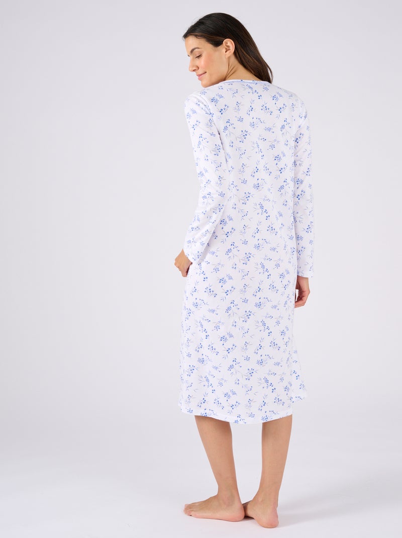 Chemise de nuit maille jersey pur coton - Damart Bleu - Kiabi