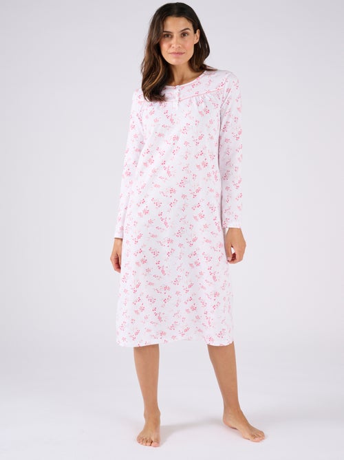 Chemise de nuit maille jersey pur coton - Damart - Kiabi