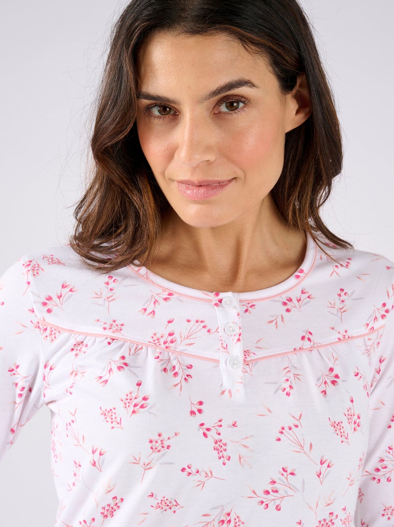 Chemise de nuit maille jersey pur coton - Damart Rose - Kiabi