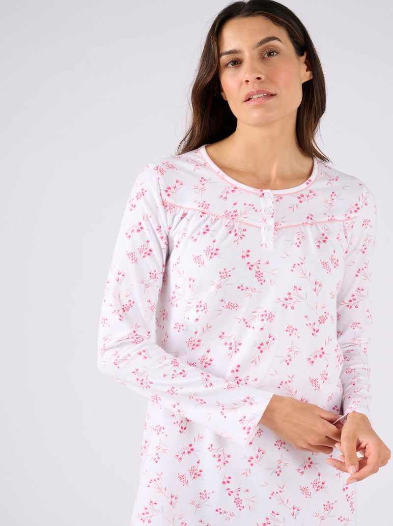Chemise de nuit maille jersey pur coton - Damart Rose - Kiabi