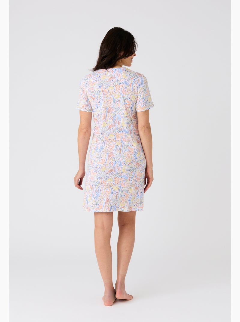 Chemise de nuit maille jersey pur coton peigné - Damart Bleu clair - Kiabi