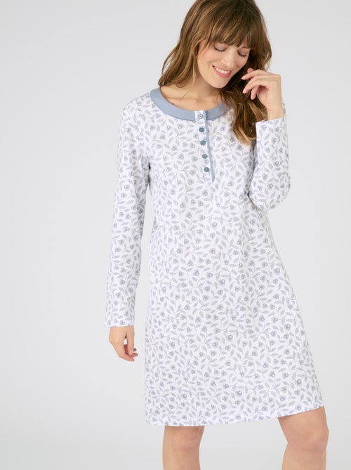Chemise de nuit maille jersey pur coton peigné - Damart - Kiabi
