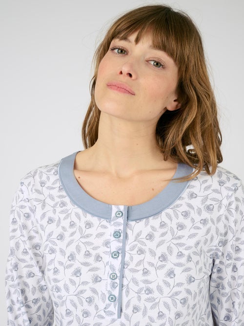 Chemise de nuit maille jersey pur coton peigné - Damart - Kiabi