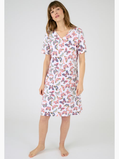 Chemise de nuit maille jersey pur coton peigné - Damart - Kiabi