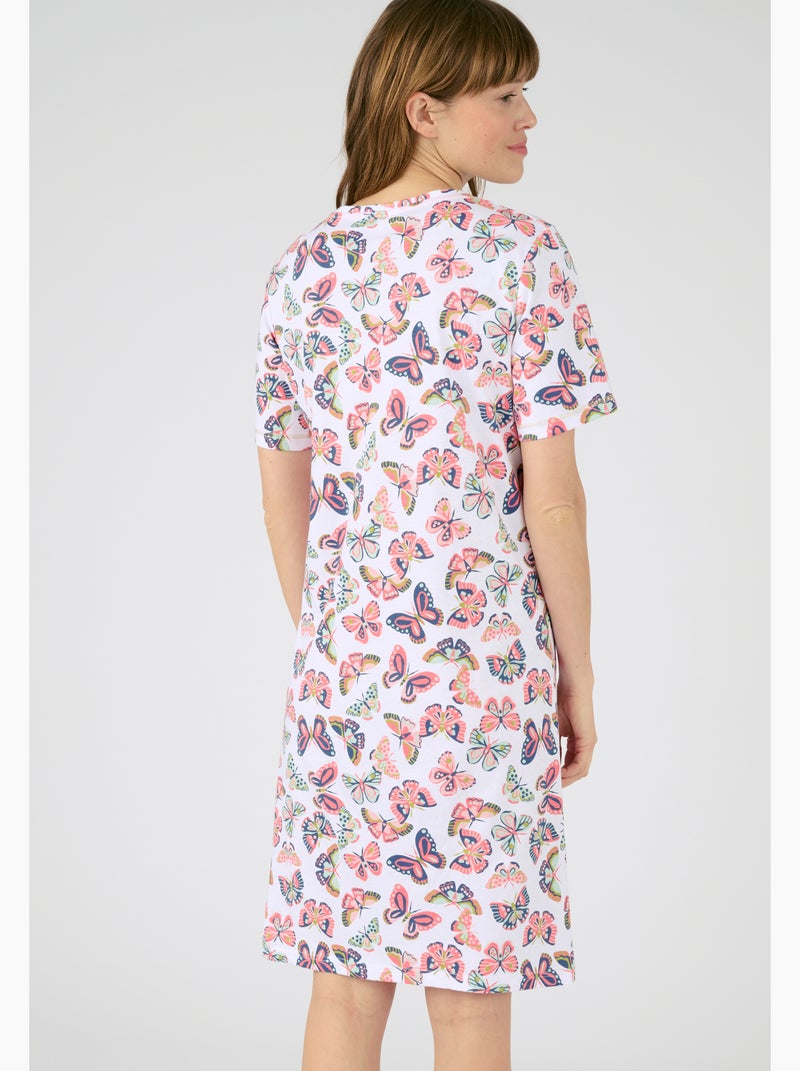 Chemise de nuit maille jersey pur coton peigné - Damart Rose - Kiabi