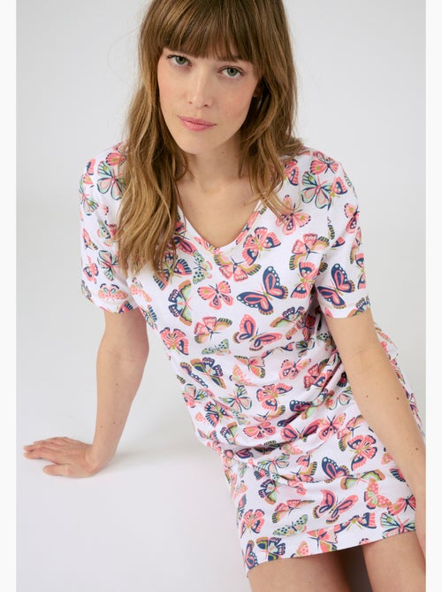 Chemise de nuit maille jersey pur coton peigné - Damart - Kiabi