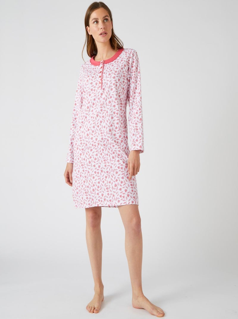 Chemise de nuit maille jersey pur coton peigné - Damart Rouge - Kiabi