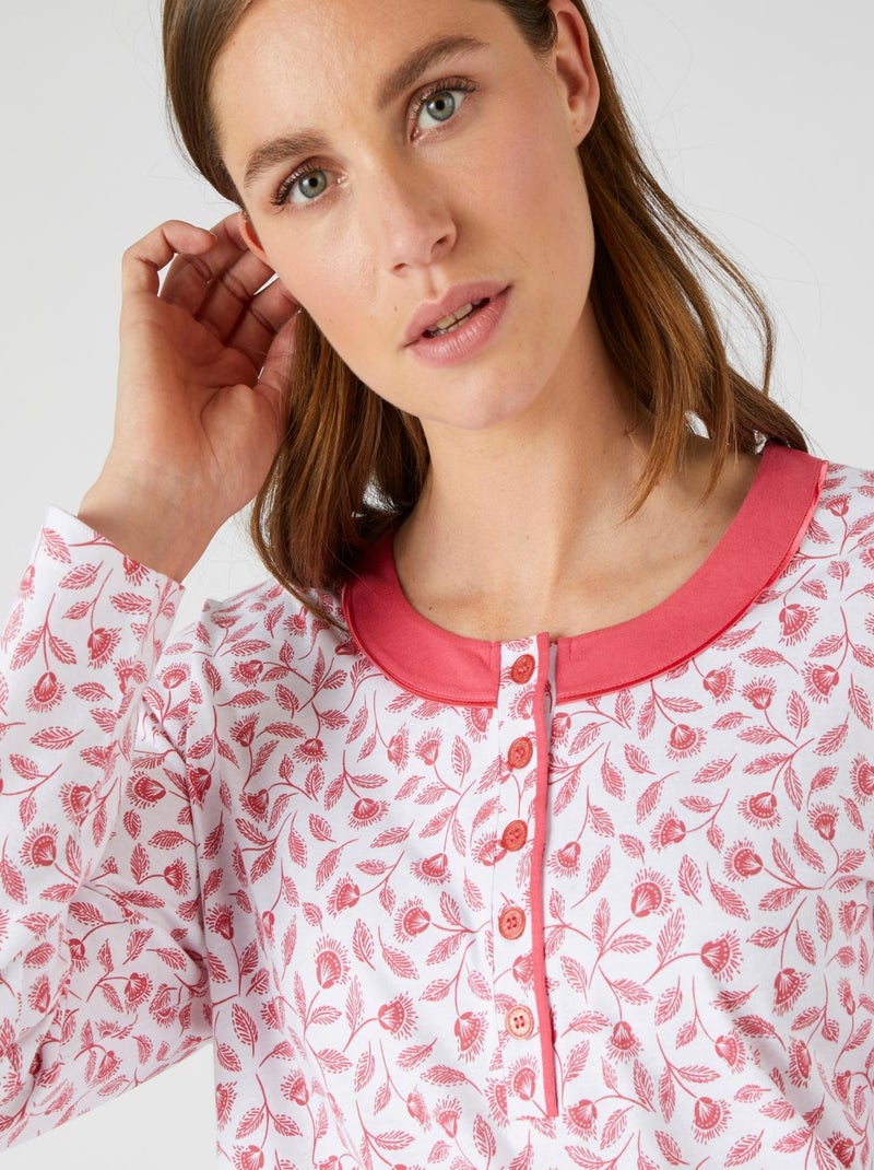 Chemise de nuit maille jersey pur coton peigné - Damart Rouge - Kiabi