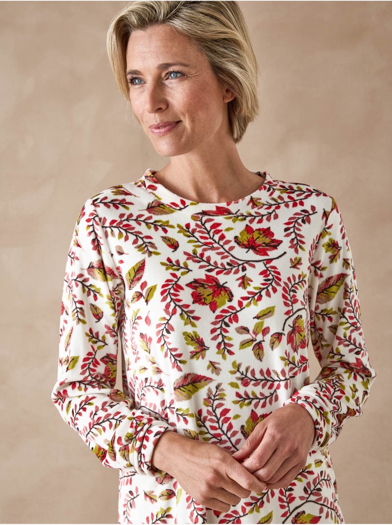 Chemise de nuit maille polaire douce - DAXON Ivoire - Kiabi