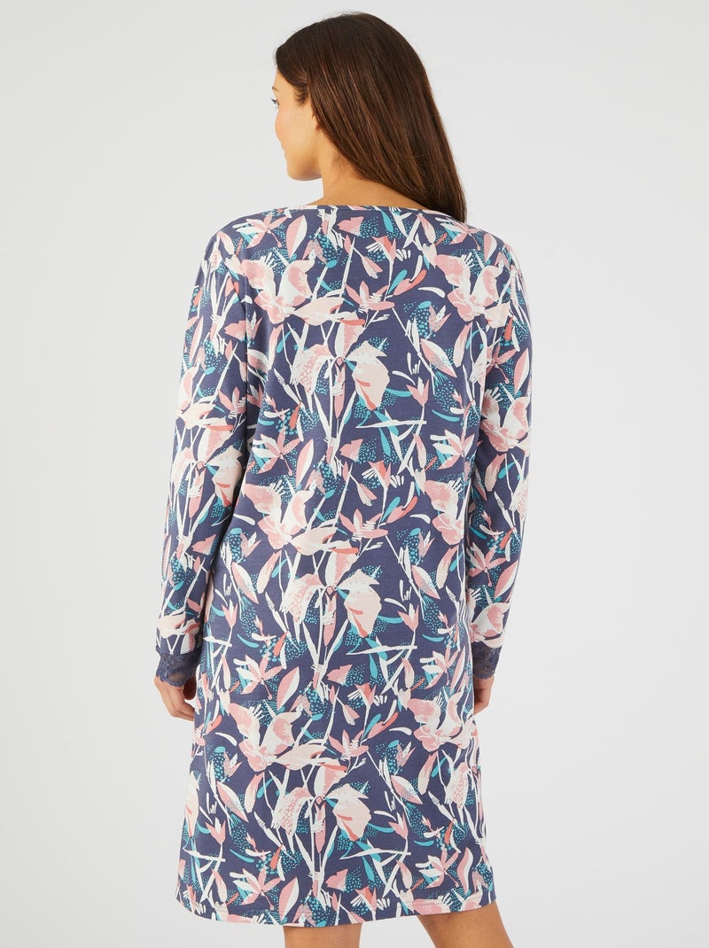 Chemise de nuit maille Thermolactyl recyclée - Damart Bleu marine - Kiabi