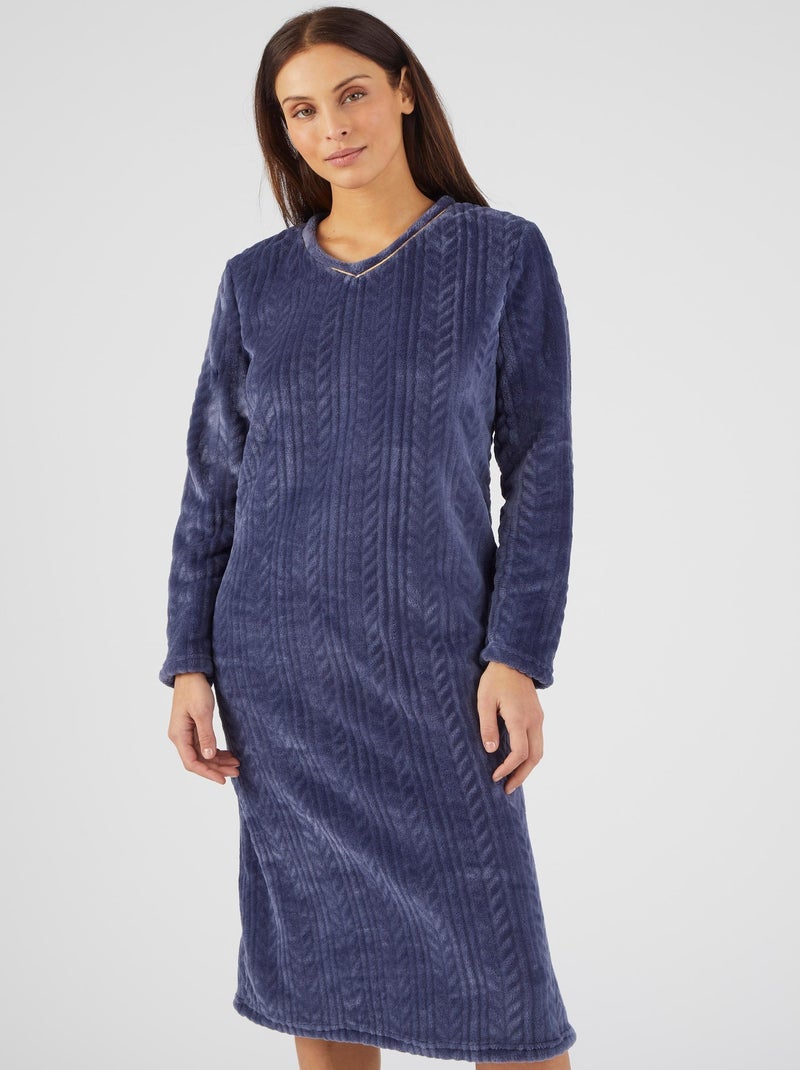 Chemise de nuit maille torsadée Thermolactyl - Damart Bleu nuit - Kiabi