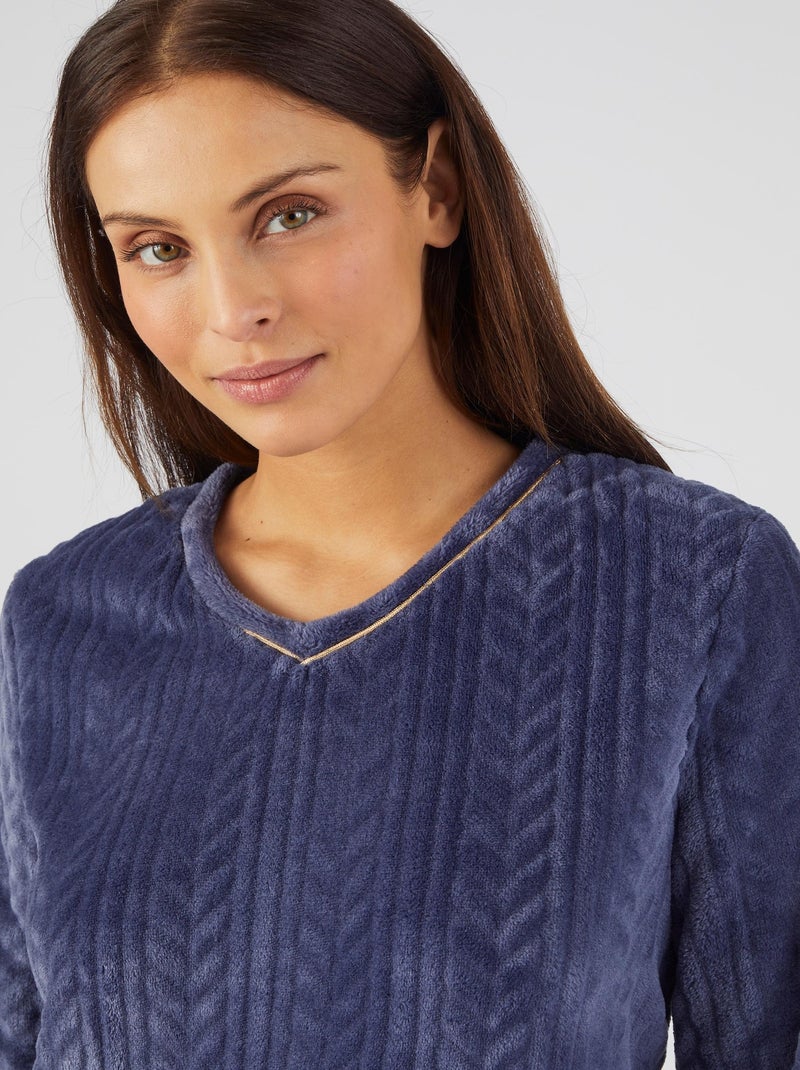 Chemise de nuit maille torsadée Thermolactyl - Damart Bleu nuit - Kiabi