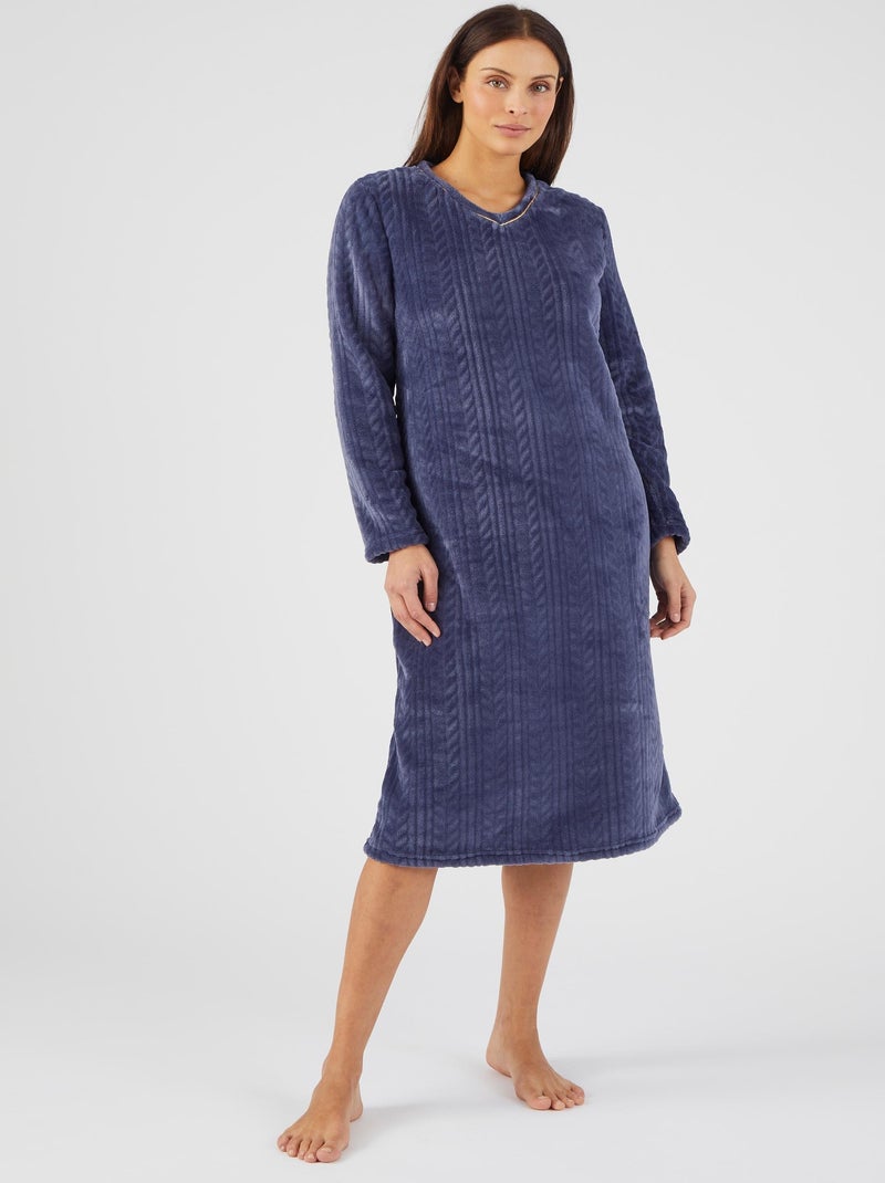 Chemise de nuit maille torsadée Thermolactyl - Damart Bleu nuit - Kiabi