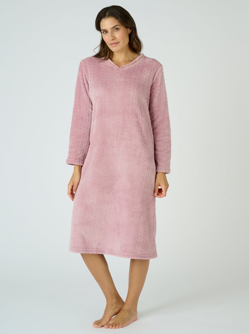 Chemise de nuit maille torsadée Thermolactyl - Damart Mauve - Kiabi