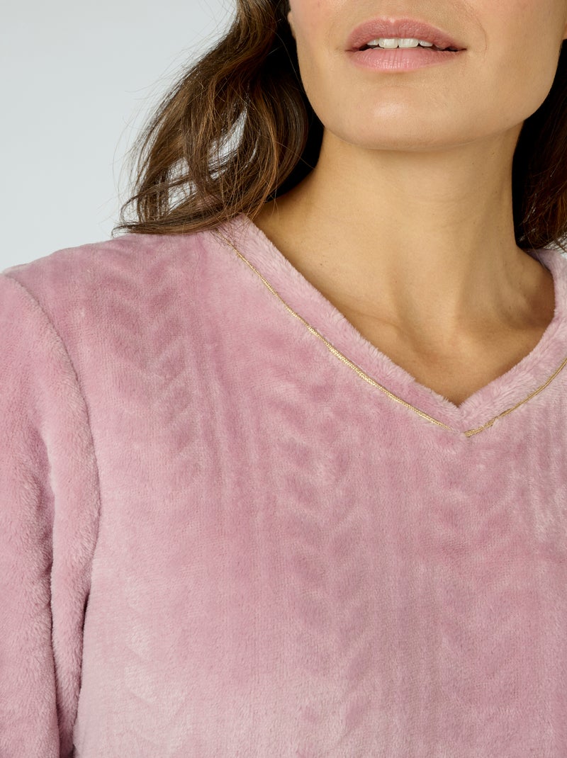 Chemise de nuit maille torsadée Thermolactyl - Damart Mauve - Kiabi