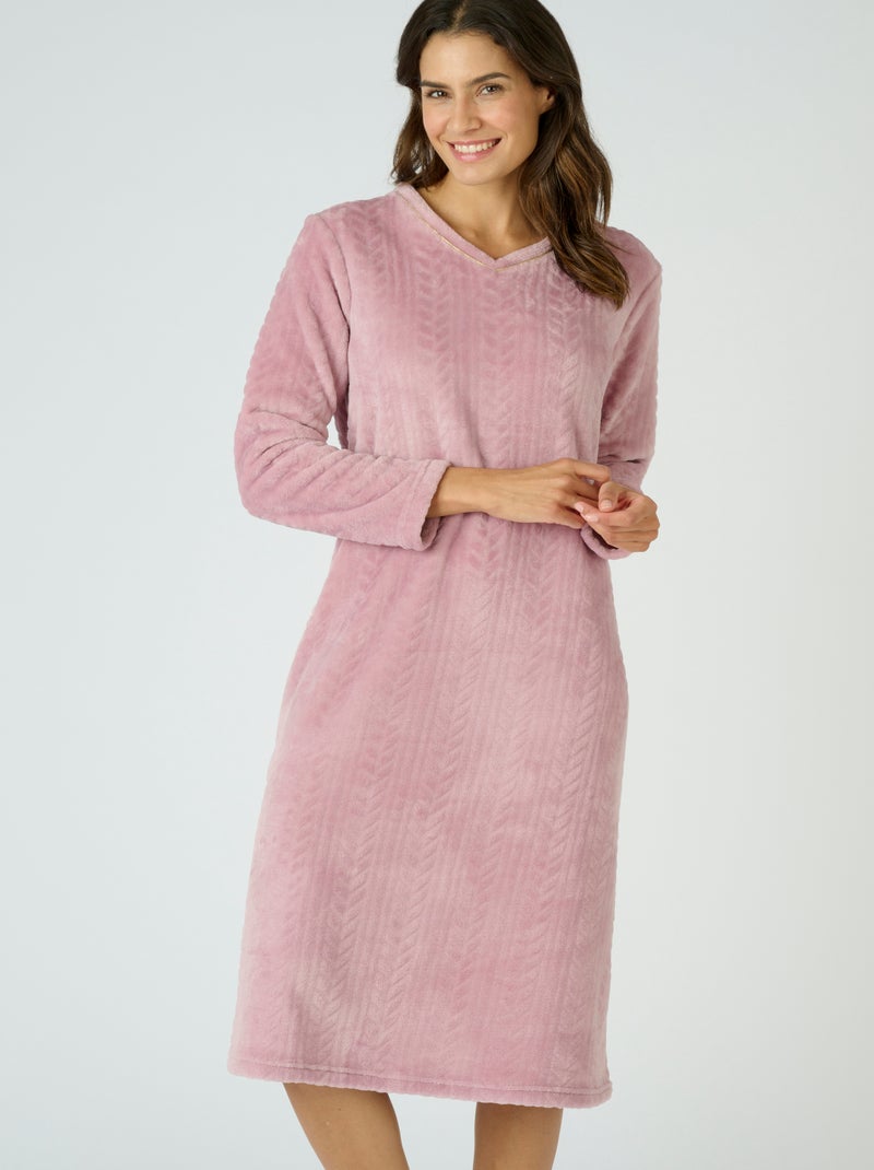Chemise de nuit maille torsadée Thermolactyl - Damart Mauve - Kiabi