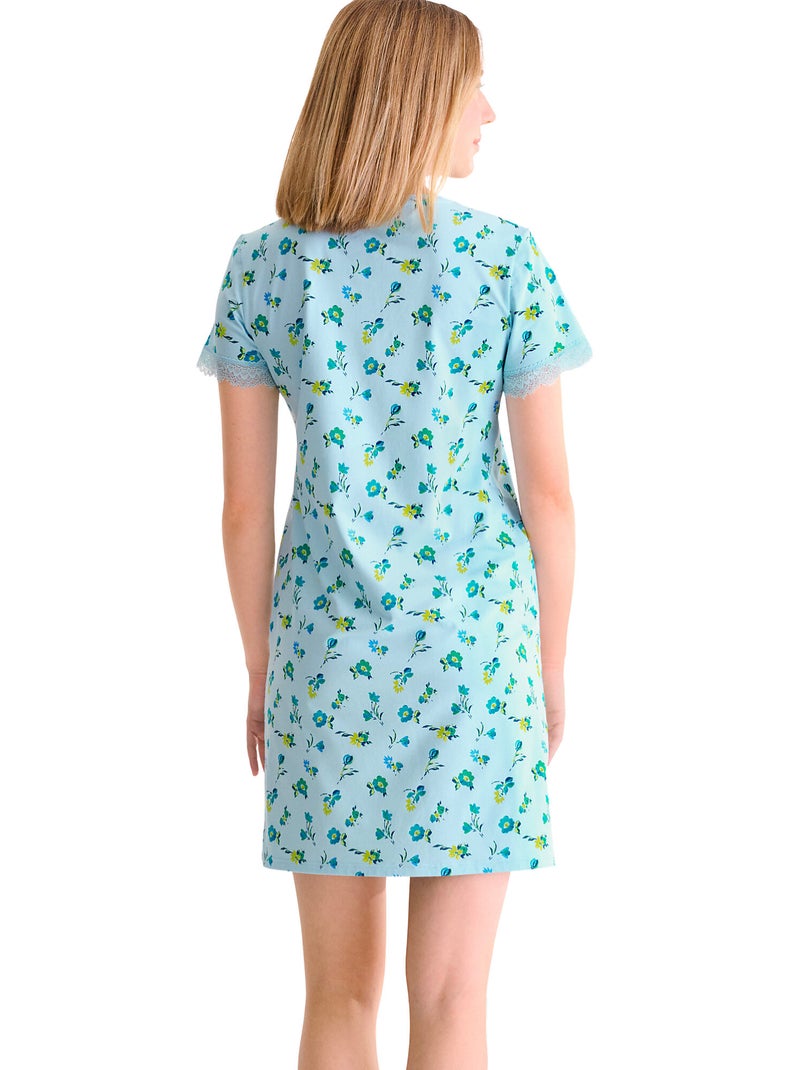 Chemise de nuit manches courtes BLOOMY Bleu - Kiabi